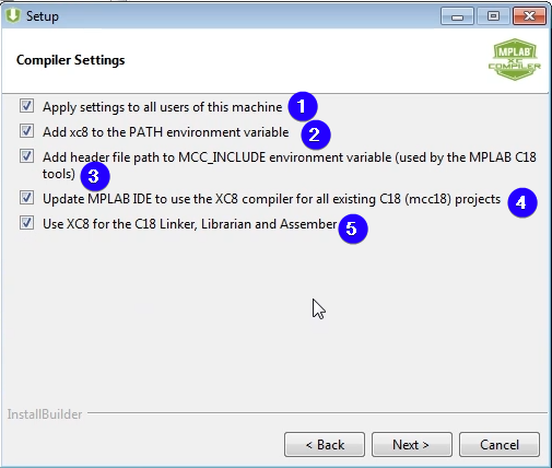 MPLAB XC8 Setup Screen 3